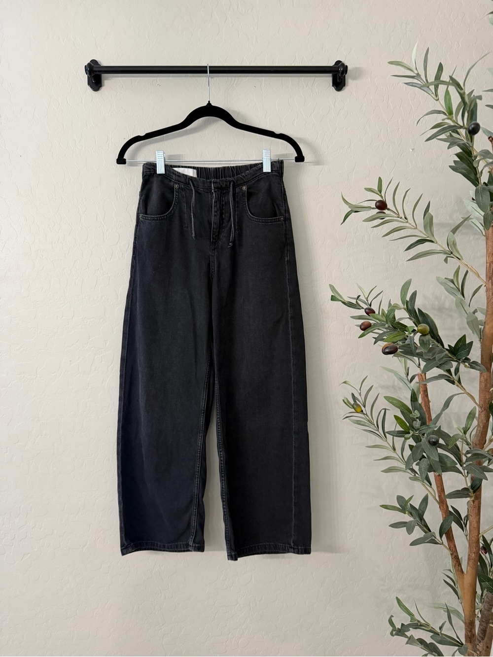 Zara Girls High-Rise Wide Leg Black Jeans
